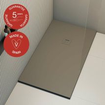 Poalgi - Receveur de douche extraplat, gris tundra, L.90 x l.120 cm, finition ardoise, série Hos's