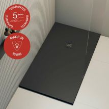 Receveur de douche Poalgi, extraplat, noir anthracite, L.75 x l.100 cm, finition ardoise, série Hos's