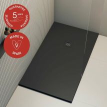 Receveur de douche Poalgi extraplat, noir anthracite, L.110 x l.200 cm, finition ardoise, série Hos's