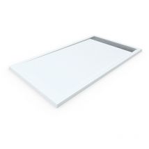 Decohor - Plato de ducha resina con marco. Textura pizarra antideslizante. Carga mineral. blanco ral: 9003 70X160CM