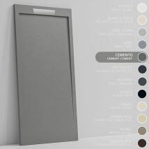 Duschwanne – Harz – Gelcoat – Glatte/stein-textur – Zementgrau – Rutschfest- 120x70 Extra Flach 3 Cm – Elegantes Design - Soulbath