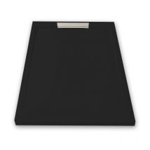 Plato de ducha resina lux negro 90x130cm rejilla inox
