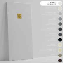 Soulhome Duschwanne - Mineralguss & Gel Coat - Stein-struktur - Rutschfest - Weiß - 90x90- Extraflach 3cm - Inklusive Ablassventil - Goldenes 