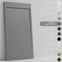 Soulhome Duschwanne - Mineralguss & Gel Coat - Stein-struktur - Rutschfest - Zementgrau - 120x70- Extraflach 3cm - Inklusive Ablassventil - 