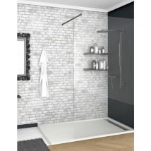 Ducha - Receveur de douche à cadre latéral deluxe - Résine et charges minérales - Texture Ardoise - Antidérapante C3 - Fourni avec grille et siphon