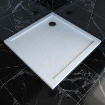 Plato Ducha Blanco Extra Plano En Acrilico Reforzado Acabado Piedra 80x80cm - Moon Square 80