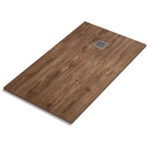 Jysan - Plato Ducha Extraplano Efecto Madera Antideslizante Válvula de Desagüe y Rejilla Roble Oscuro 90 x 150 cm