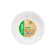 Daitsu - Plato llano postre redondo 17cm reutilizable blanco -100u-