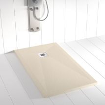 Shower Online - Plato de ducha de resina Ples Crema antideslizante - 90x190 cm - Válvula+Rejilla gratis