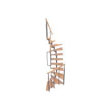 Matisère - platzsparende gerade Treppe 9 Stufen - erreichbare Höhe 1.66 bis 2.11m - Graue Struktur und Buchenfarbene Stufen - JOKERT180-SGMHE-9