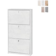 Platzsparender schlanker Schuhschrank mit drei Türen White Oxide 63x18x h117 cm