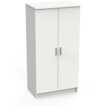 Multifunktions-Kleiderschrank mit zwei Türen mit sechs Einlegeböden, Farbe Weiß, Maße 55 x 108 x 36 cm