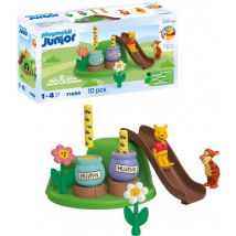 Playmobil - 71694 Junior & Disney : Winnie l'ourson et Tigrou avec Jardin d'abeilles - Comprend Un Toboggan et Une Colline - Jouet fabriqué à partir
