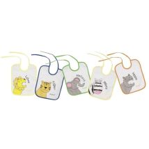 Lätzchen 5er Pack Tiermotive – wasserdichte Folienunterlage – 26 x 20 cm – waschbar bis 40 °C