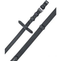 Pony, Noir: Rênes anglaises en cuir et coton avec encoches