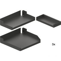 Einhängetablare Liro Set kb 400mm für Hochschrank Pleno Maxi Plus rechts - Boden Apothekerschrank, Stahlblech pulverbeschichtet anthrazit - Peka