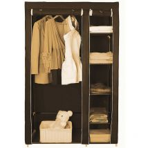 Pliage bricolage placard en tissu coince vetements systeme d'etagere armoire vetements rail garde-robe Marron