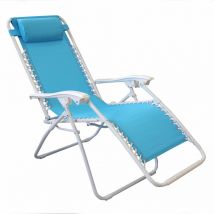 Milo Srl - Pliant pliant en acier extérieur et textilene avec bijou d'appui SkyBlue - SkyBlue