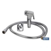 COFAN kit grifo de ducha cromado con pulsador+colgador+flexo