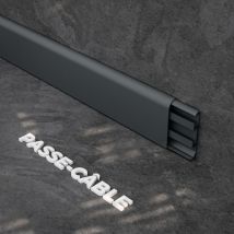 Mon Marché Déco - Plinthe Passe-Câble pvc 80 mm - Anthracite - 1 m, Lot de 5
