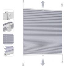 Plissee Ohne Bohren Verdunkelung, Fenster Plissee Klemmfix Jalousie, Verspannt Blickdicht Sonnenschutz Fensterollo, Blaugrau, B X H: 85 X 130 Cm - 