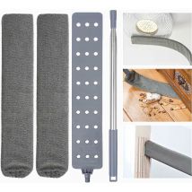 Minetgnon - Plumeau Télescopique, Brosse à poussière de Chevet avec Poignée en Acier Inoxydable, Lavable Flexible Brosse à Poussière