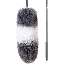 Plumeau Télescopique, Plumeau Toile D'Araignée Poussière, Tete De Loup 250cm Tête Pliable Lavable
