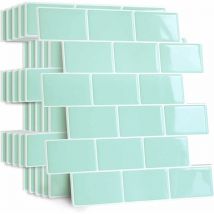 Plus épais Credence Adhesive pour Cuisine Salle de Bain, Faux Carrelage Adhesif Mural Noir Credence Cuisine Adhesive, ImperméAble Dalle PVC Adhesive