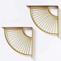 Galozzoit - Pack Triangle Shelf Brackets Gold Fan Shape Metal Floating Shelf Brackets Wall Mounted Shelf Bracket Heavy Duty Corner Brace for Home