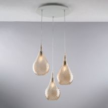 Bonetti Illumina - Pluvia - Suspension en fer avec verre pyrex ambré 3 lumières 141 - Ø50 - BL264-S3-AM