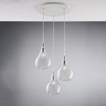 Bonetti Illumina - Pluvia - Suspension en fer et verre pyrex transparent 3 lumières 141 - Ø50 - BL264-S3-TR