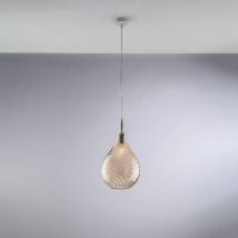 Pluvia - Suspension Iron avec verre pyrex ambré 1 lumière 142 - d.20 - BL264-S1-AM