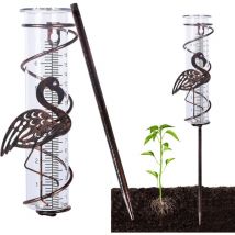 Pluviomètre, pluviomètre en verre avec pieux métalliques, outil de mesure de pluie, jardin, Cour, pluviomètre décoratif extérieur (Flamingo) - Ahlsen