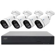 PNI - poe House Kit di videosorveglianza ipmax poe 5, nvr con 4 porte poe e 4 telecamere-IP da 5 mp, 1920p, applicazione XMEye per smartphone e cms
