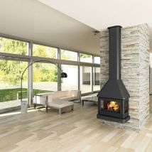 Azura Home Design - Poêle à bois anaco 3 faces vitrées avec turbine 13 kW