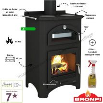 Poêle à bois avec four + plaque de cuisson Monza Bronpi