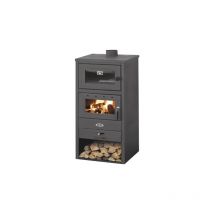 Blist - Poele a' bois br avec four en acier anthracite de forte e'paisseur 12 kw pour 140 m chauffe'