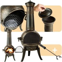 Brasero en fonte Avec grille anti-étincelles Régulateur d'arrivée d'air et cache-cheminée amovible