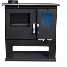 Verso - Poêle à bois de Cuisine cs - 7,7 kW avec Four, Plaque Supérieure en Métal et Sortie de Fumée Latérale Gauche