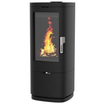 Supra - Fr9016180b-poêle À Bois-vision Verticale - Fonte - Noir - Sortie Sur L Maonie