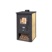 Mille Srl - Poele A' Bois Mode'le 'pallade' 13kw Couleur Noir Et Ivoire En Acier Avec Porte De Ventilation Anti-bue'e