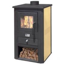 Mille Srl - Poele a' bois mode'le 'pallade' 10.7kw couleur noir et ivoire en acier avec porte de ventilation anti-bue'e