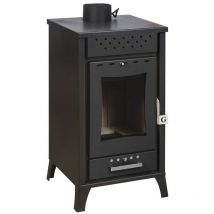Divina Fire - Poêle à bois Olga Noir puissance 15 Kw L45,5xp48,5xh91