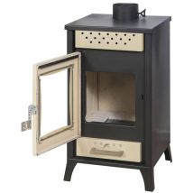 Divina Fire - Poêle à bois Olga Beige puissance 15 Kw L45,5xp48,5xh91