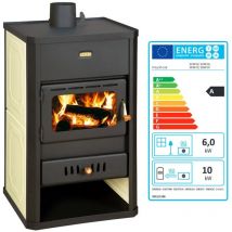 Prity - Poêle à bois pour chauffage central. Poêle à combustible solide avec chaudière intégrée. Puissance de chauffage 5 + 10 kw. Couvercle en
