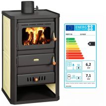 Prity - Poêle à bois pour chauffage central. Poêle à combustible solide avec chaudière intégrée. Puissance de chauffage 5 + 10 kw. Couvercle en