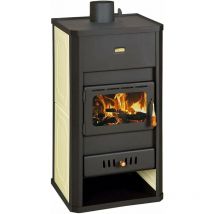 Poêle à bois pour chauffage central. Poêle à combustible solide avec chaudière intégrée. Puissance de chauffage 5 + 13 kw. Couvercle en acier. Modèle