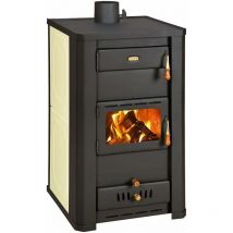 Prity - Poêle à bois pour chauffage central. Poêle à combustible solide avec chaudière intégrée. Puissance de chauffage 5 + 21 kw. Couvercle en