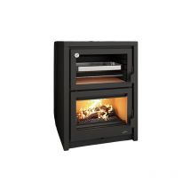 Poêle à bois raccordable avec four Bronpi Vulcano 14 kW Sans kit air - Sans kit four inox