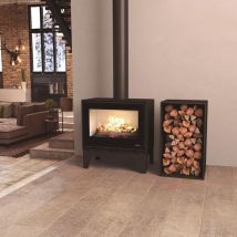 Poêle à bois raccordable sur pieds Bronpi Cairo 70 Box 12 kW Avec kit air - Foyer en vermiculite - Avec kit ventilation